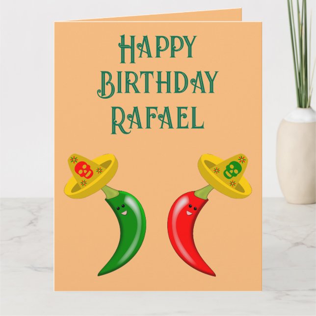 Day of the Dead Mexican Chilis Custom Birthday Card (Front)