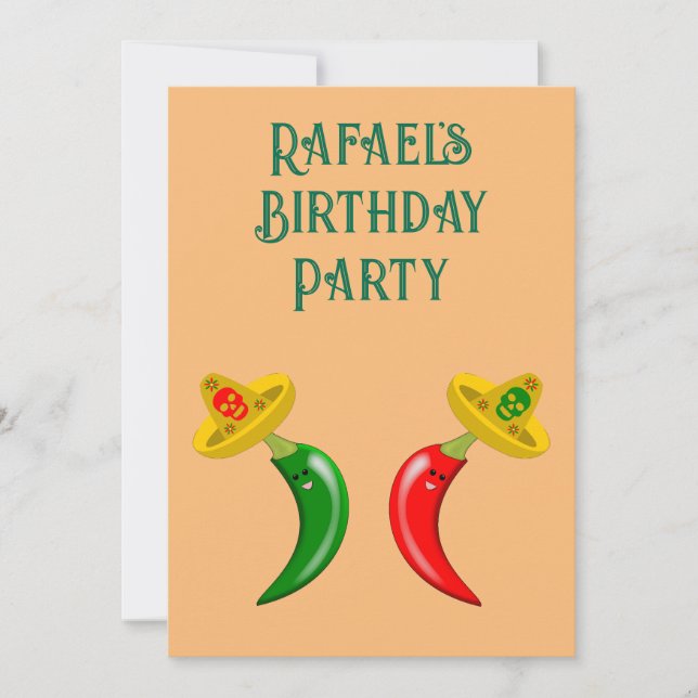Day of the Dead Mexican Chilis Custom Birthday Invitation (Front)
