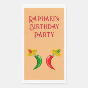 Day of the Dead Mexican Chilis Custom Birthday Napkin