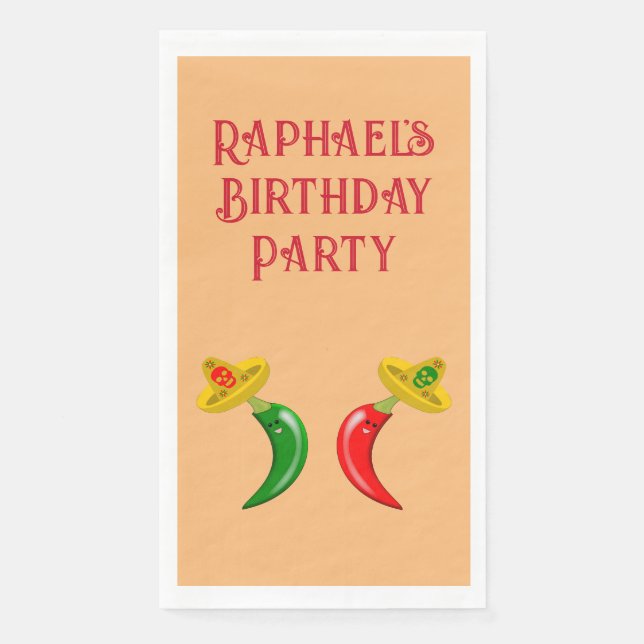 Day of the Dead Mexican Chilis Custom Birthday Napkin (Front)