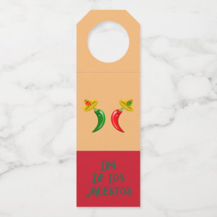 Day of the Dead Mexican Chilis Custom Bottle Tag