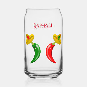Day of the Dead Mexican Chilis Custom Can Glass