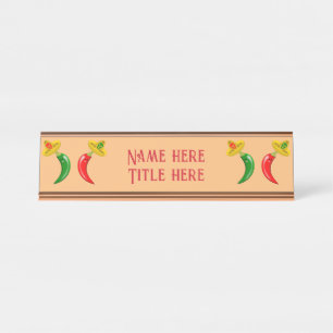 Day of the Dead Mexican Chilis Custom Desk Name Plate
