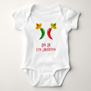 Day of the Dead Mexican Chilis Custom Message Baby Bodysuit