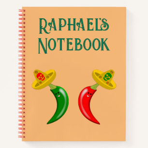 Day of the Dead Mexican Chilis Custom Name Notebook