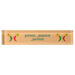 Day of the Dead Mexican Chilis Custom Nameplate