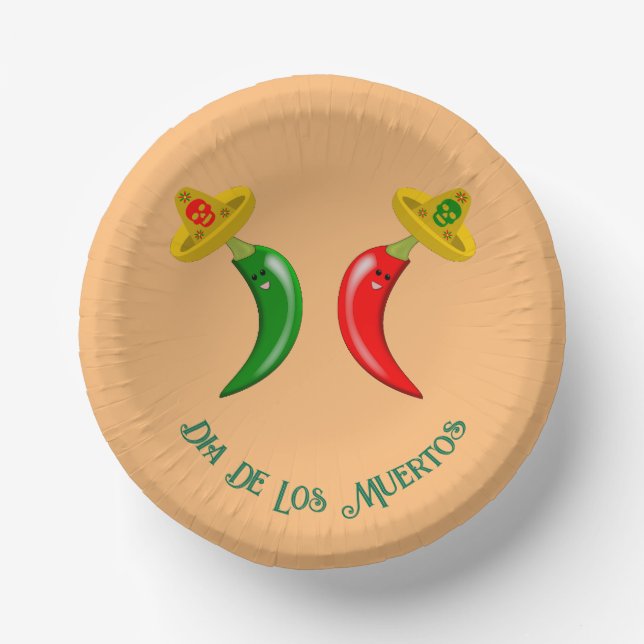 Day of the Dead Mexican Chilis Custom Paper Plate (Front)
