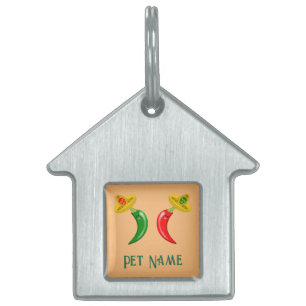 Day of the Dead Mexican Chilis Custom Pet Name ID Tag