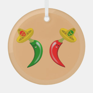 Day of the Dead Mexican Chilis Glass Tree Decoration