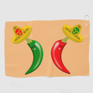 Day of the Dead Mexican Chilis Golf Towel