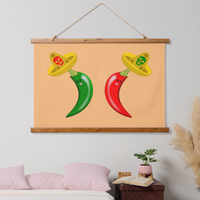 Day of the Dead Mexican Chilis Hanging Tapestry (Bedroom)