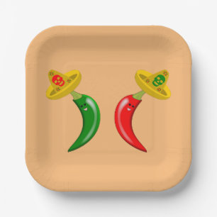 Day of the Dead Mexican Chilis Paper Plate