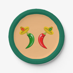 Day of the Dead Mexican Chilis Paper Plate