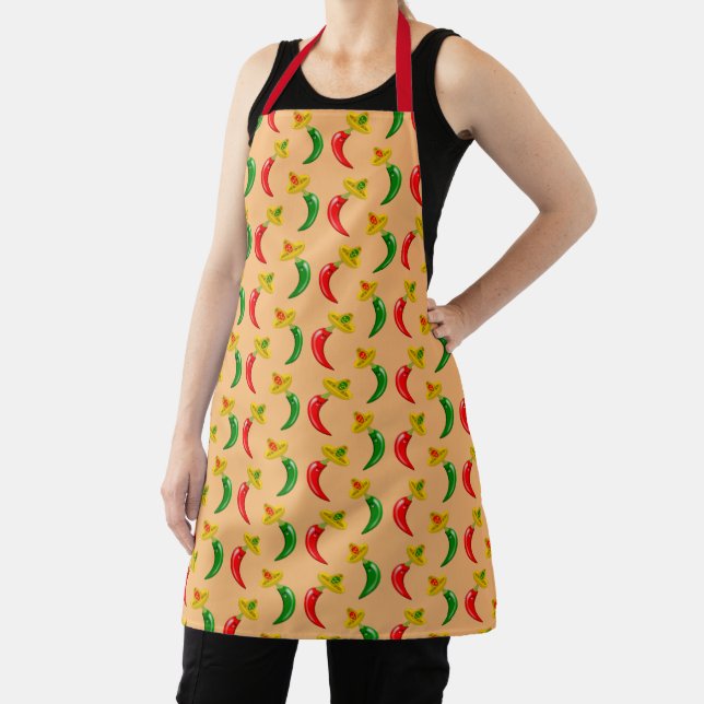 Day of the Dead Mexican Chilis Patterned Apron (Insitu)
