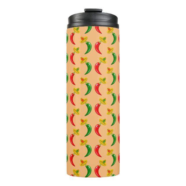 Day of the Dead Mexican Chilis Patterned Thermal Tumbler (Front)