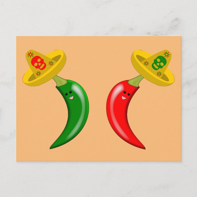 Day of the Dead Mexican Chilis Postcard (Front)
