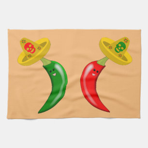 Day of the Dead Mexican Chilis Tea Towel