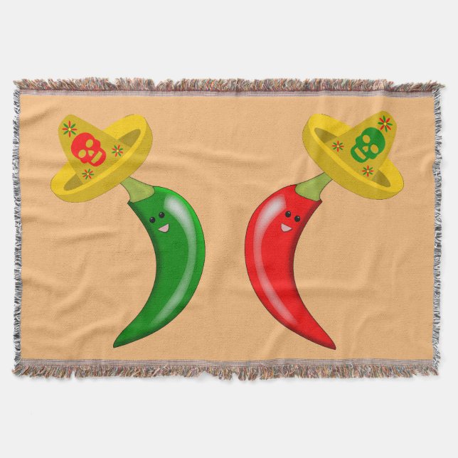 Day of the Dead Mexican Chilis Throw Blanket (Front)