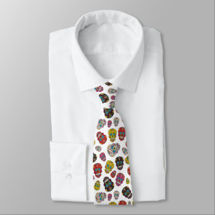 Day of the Dead Mexican Polka Dot Sugar Skull Tie