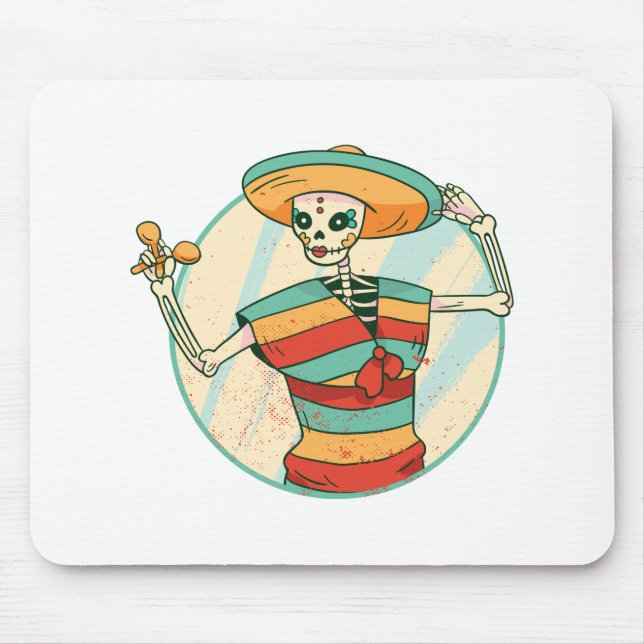 Day Of The Dead Mexican Skeleton Sugar Skull Gift Mouse Mat (Front)