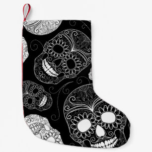 Day of the Dead Mosaic Art Black & White Small Christmas Stocking