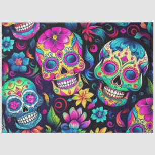 Day of the Dead Neon Sugar Skulls Tissue Paper