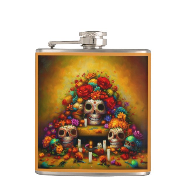Day of the Dead Offrendas 1 Hip Flask (Front)