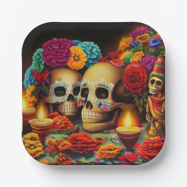 Day of the Dead Offrendas 3 Paper Plate (Front)
