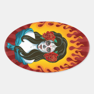 Day of the Dead Oval Sticker