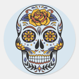 Day Of The Dead Painted Skull With Rose Stickers
