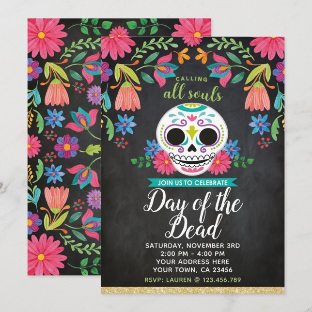 Day of the Dead Party Invitation (Front/Back)