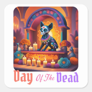 Day of the Dead Pet Altar Square Sticker