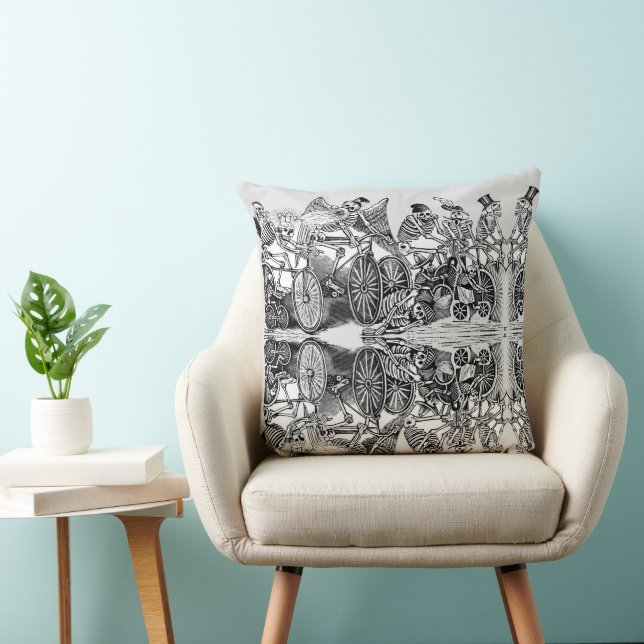 Day of the Dead Pillow - Calavera las biciletas (Chair)