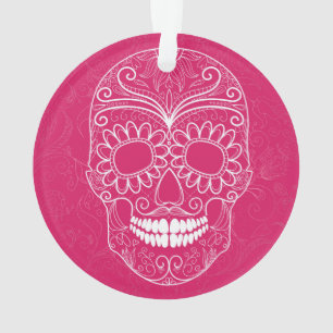 Day of the Dead Pink Skull Ornament