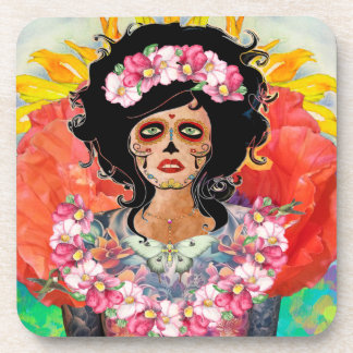 Day of the Dead plastic coaster