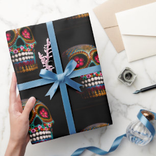 Day of the Dead, Pretty Macabre Skull Wrapping Paper