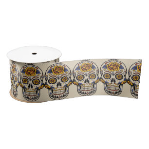 Day of the dead ribbon satin ribbon