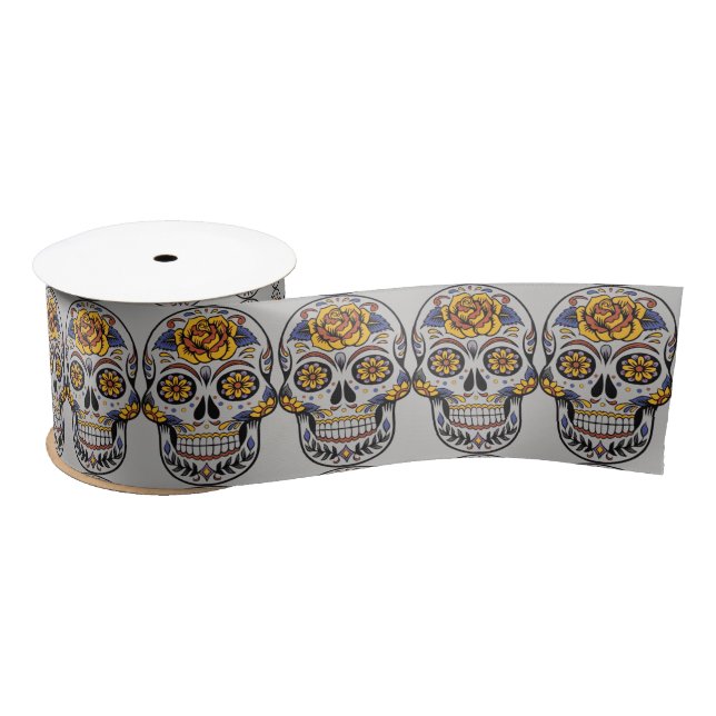 Day of the dead ribbon satin ribbon (Spool)