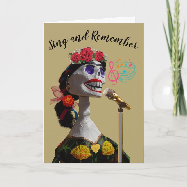 Day of the Dead Sing Remember Skeleton Singer Card (Front)