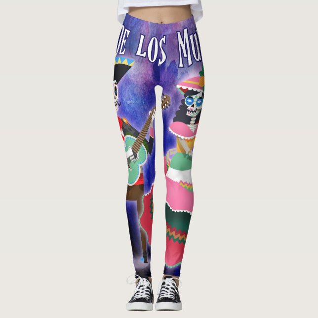 Day of The Dead Skeleton Mariachi Dancer Leggings (Front)