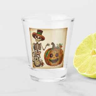 Day of the Dead/skeleton/pumpkin/Halloween Shot Glass
