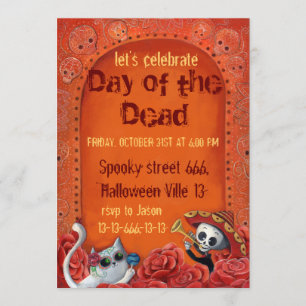 Day of The Dead Skeletons El Mariachi Band Invites