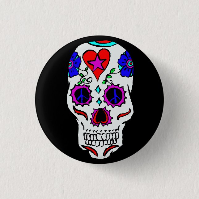 Day Of The Dead Skull 3 Cm Round Badge (Front)
