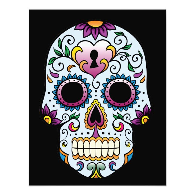 Day of the Dead Skull Blue Photo Print (Front)