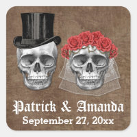 Day of the Dead Skull Couple Wedding Favour