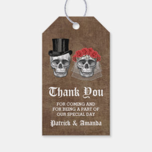 Day of the Dead Skull Couple Wedding Thank You Gift Tags