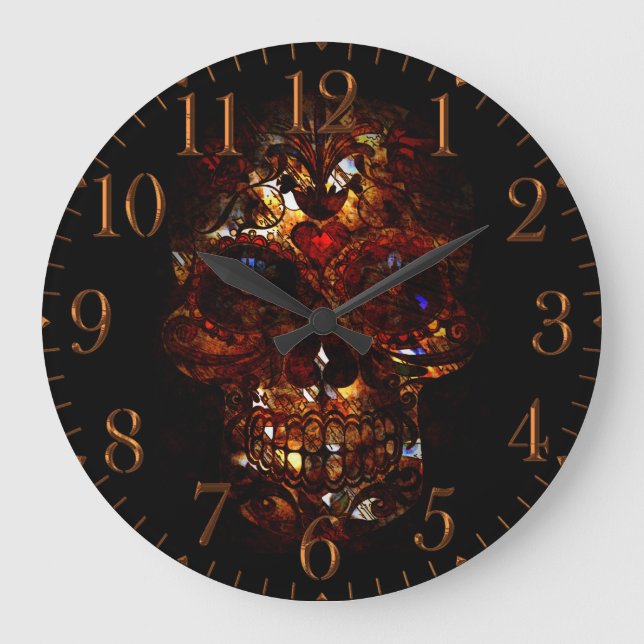 Day of the Dead Skull Death Mask Design Large Clock (Front)