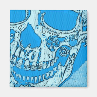 Day of the Dead Skull Designed Bright Bandanna Blu Magnet