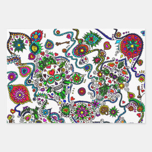 Day Of The Dead Skull Gift Wrap Set