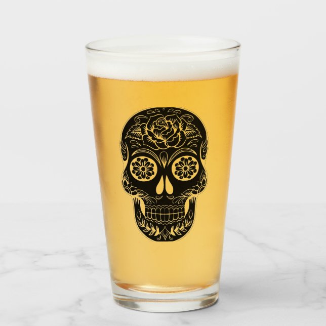 Day of the Dead Skull Glass (Front Filled)